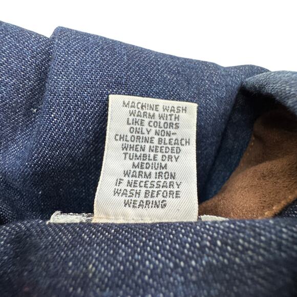 Loft Cotton Western Denim Faux Suede Long Sleeve Button Down Shirt Women's M - Picture 5 of 5